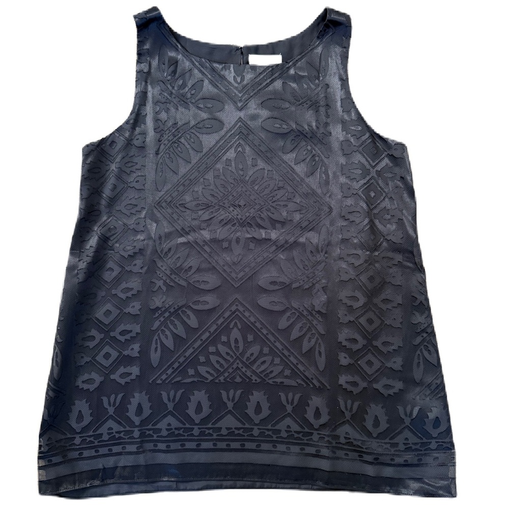 Max Studio Black Sleeveless Patterned Sleeveless Top New Small